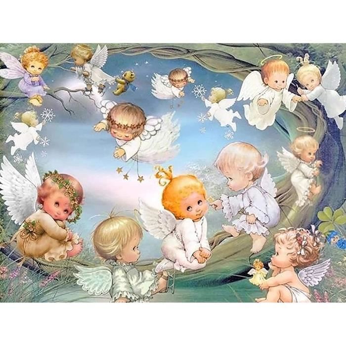 Kit Diamond Painting Petit Ange 5D - DIY Broderie Diamant 30x40 Cm - Déco Murale Salon