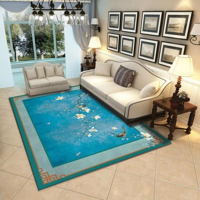 Tapis De Salon Gamer 100x150 Cm - Motif Manette Console Bleu - Décoration Chambre Gaming Moderne