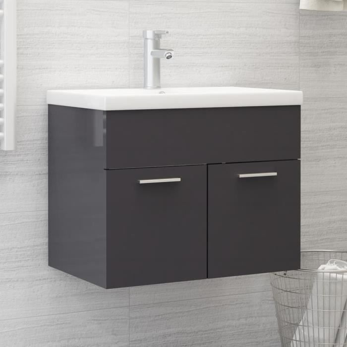 Meuble sous-vasque, 3t l.80 x H.85 x P.45 cm, gris argt, Kende | Leroy