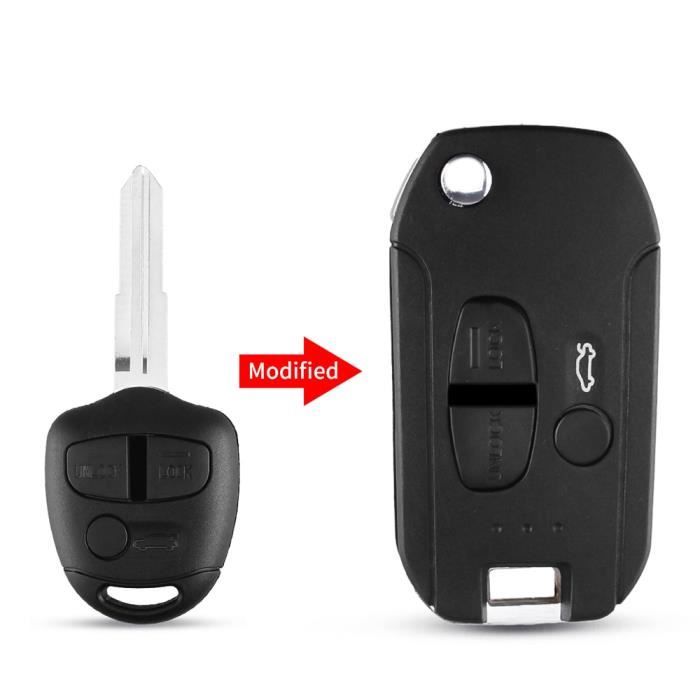 Coque De Clé Télécommande Pour Mitsubishi Outlander, Peugeot Ion, Citroën C-Zéro - Noir - Réparation Centralisation