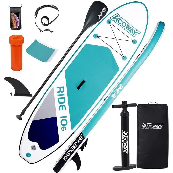 Stand Up Paddle Gonflable FITIFU KOEKOHE – 320x81x15cm – Pagaie Réglable – Sac à Dos – Neuf