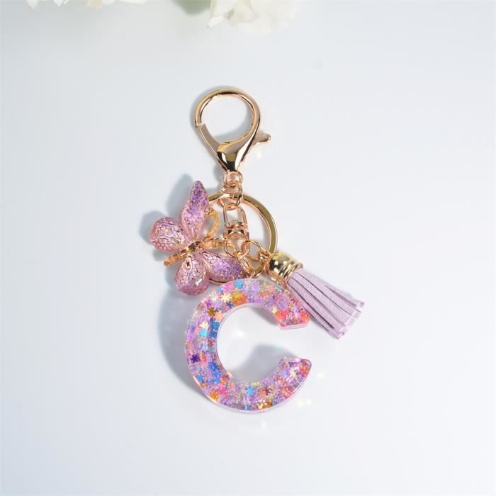 Porte-clés Bijou Agate Druzy Violette Et Poisson Blanc – ButterflyBIJOUX – Unique