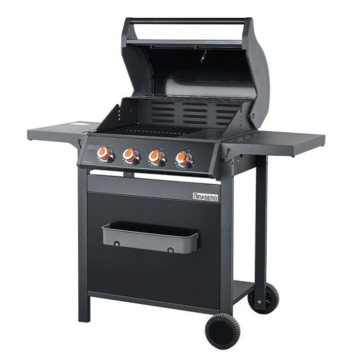 BRASERO Barbecue &Agrave; Gaz Spring Ii 4 Feux - Surface De Cuisson Mixte Fonte &Eacute;maill&eacute;e