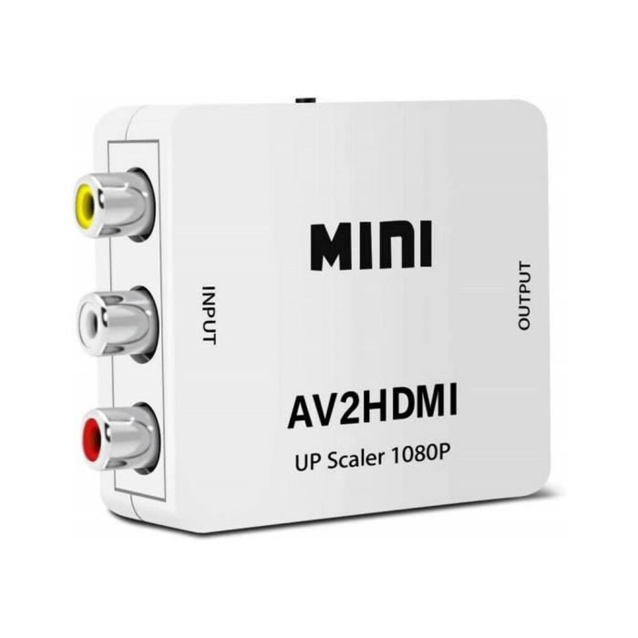 CABLING® Mini Convertisseur Adaptateur entrée 3 RCA (2 prises RCA Signal  Audio stéréo et 1 Prise RCA Composite Video) vers HDMI