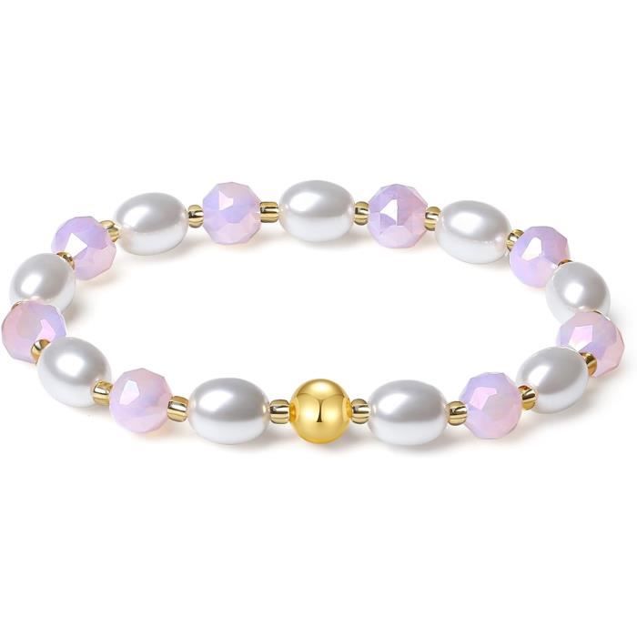 Gourmette Bracelet En Véritables Perles D'eau Douce Roses Et Blanches – Top Qualité