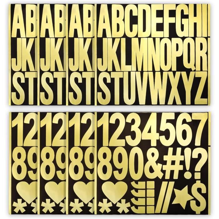220Pcs 8 Feuilles Autocollants Lettres Et Chiffres, 7,5Cm Autocollants