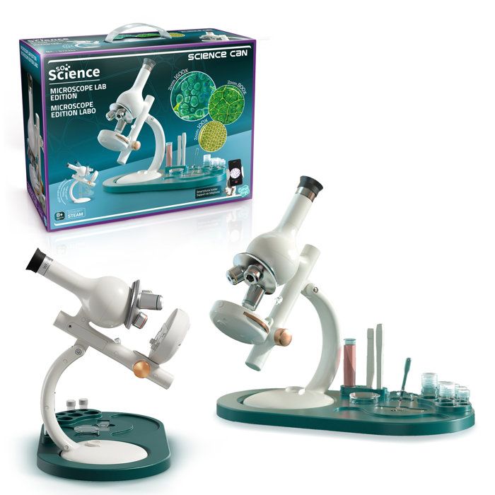 Canal Toys - So Science - Microscope Portable pour Enfant dès 8 Ans - Zoom x250 - Support Smartphone - 12 Lames, Accessoires et Sac de Transport - Kit