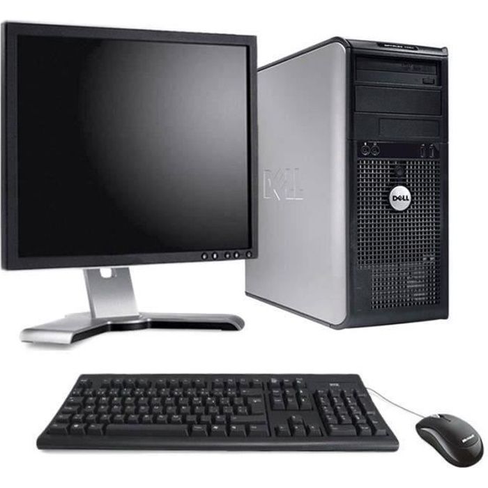 PC bureau avec écran PC complet Ordinateur Bureautique Dell Core2Duo 500Go -Ram 4 Go - Win 10 - Ecran 19 ' WIFI