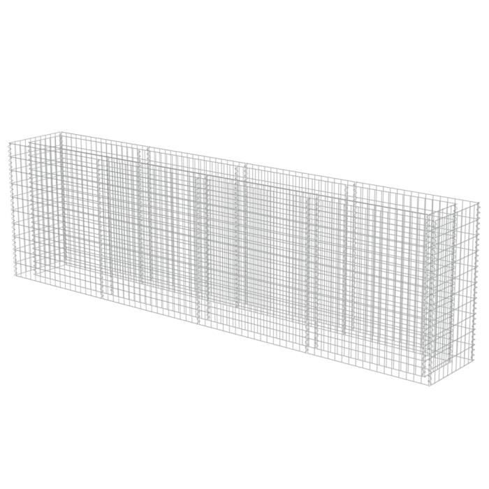 Lit Surélevé à Gabion En Acier Galvanisé 180x50x50 Cm - Pour Jardin, Terrasse, Plantes Et Fleurs