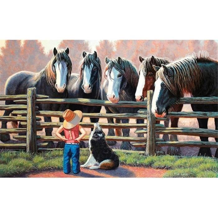 Diamond Painting Cheval Et Fleurs - Kit Créatif 5D Adulte - Déco Murale 30x40cm - Cadeau Relaxant