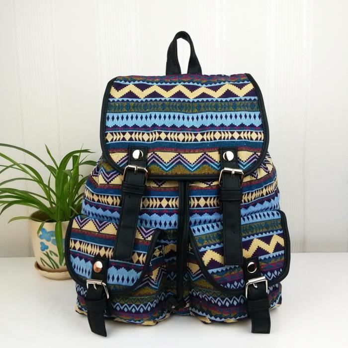 Sac à dos femme motif top ethnique