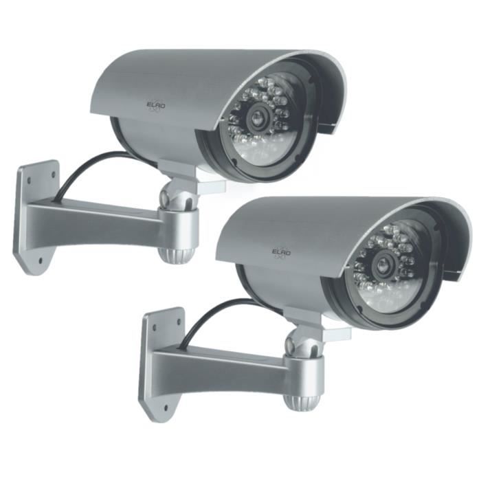 Caméra factice extérieure ELRO CDB25S-2 avec LED - 2 Paquet - Gris - Action préventive contre les cambrioleurs