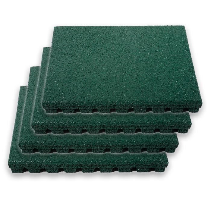 tapis anti chute 50x50cm vert set de 4 pieces epaisseur 25mm dalles amortissantes exterieur terrasse aire de jeu cdiscount jardin
