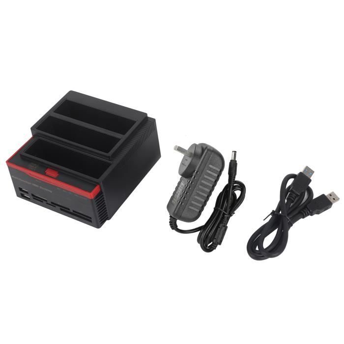 Retoo Festplatten Docking Station USB für SATA IDE 2,5/3,5 Zoll | 480 Mbit/s, Hot-Plug, USB-Hub, eSATA, LED, Ein/Aus-Schalter, Netzteil, Windows und