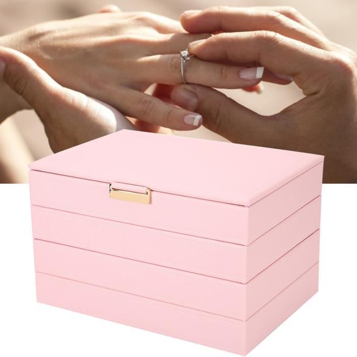 Lot De 5 Boîtes à Bijoux En Papier - 10x10x3,5 Cm - Rose - Pour Boucles D'oreilles, Colliers - Rangement Et Cadeau - 4