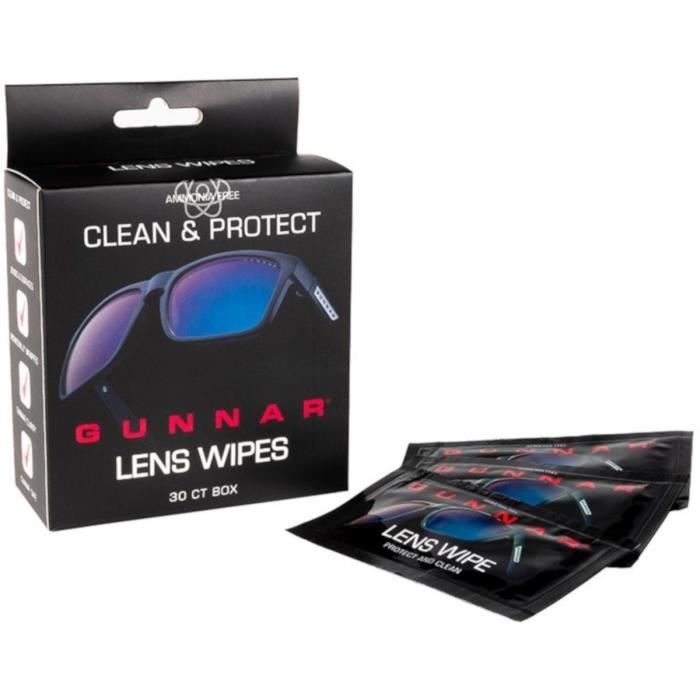 GUNNAR Pack de 30 lingettes nettoyantes pour lunettes anti