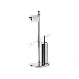 Porte papier toilettes sur pied en métal chrome support rouleau WC HxlxP: 72 x 23 x 13,5 cm, noir/chrome, Relaxdays | Leroy Merlin Porte papier toilettes sur pied en métal chrome support rouleau WC HxlxP: 72 x 23 x 13,5 cm, noir/chrome, Relaxdays | Leroy Merlin