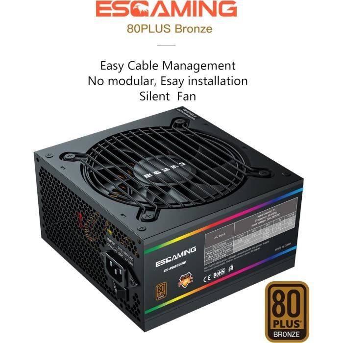 Alimentation PC Mars Gaming MPB650 650W - 80Plus Bronze, Silencieuse, Garantie 6 Ans