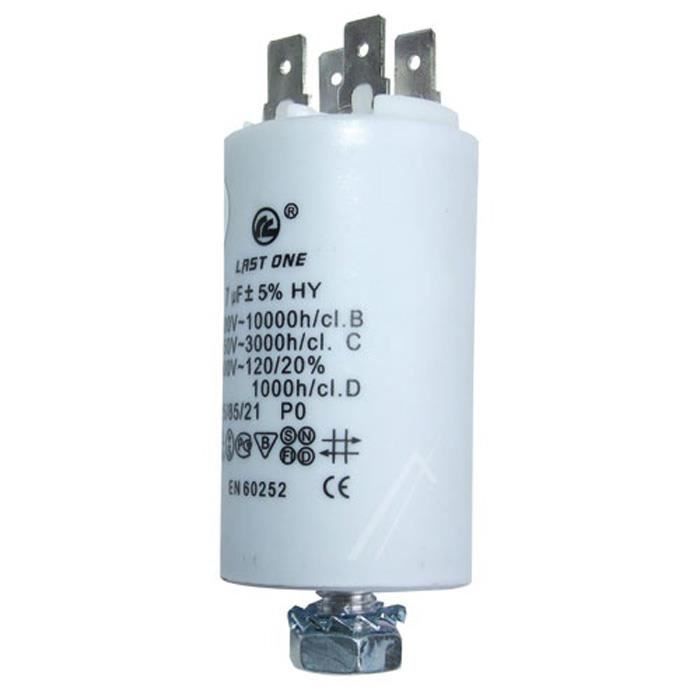 Ufixt Condensateur Universel 7 µF 450V AC - Pour Moteur De Lave-linge, Sèche-linge, Frigo - Compatible électroménager