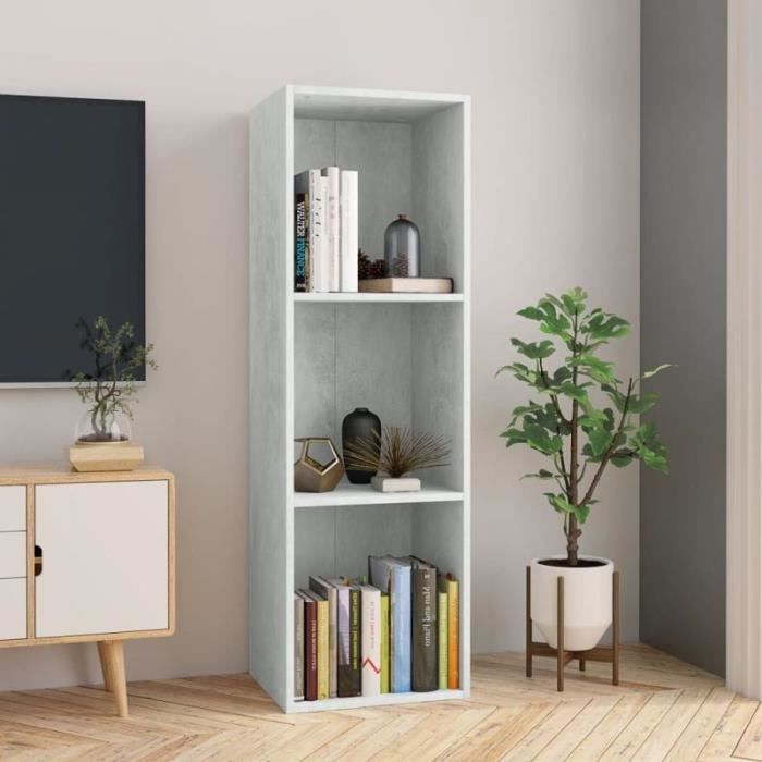 Bibliothèque - VidaXL - Gris béton - 3 étagères - 36 x 30 x 114 cm - Meuble polyvalent