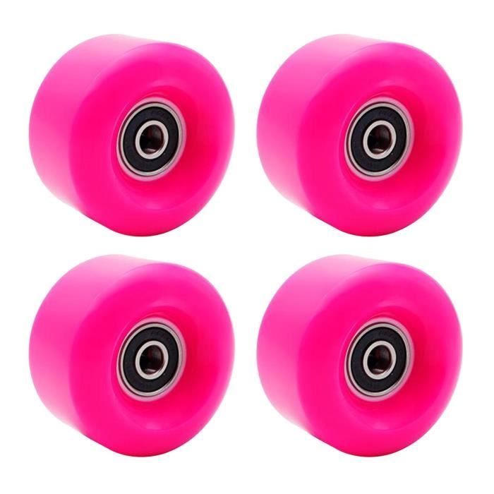 Lot De 4 Roues En Polyuréthane 64 Mm – Blanc, Avec Roulements, Pour Roller Et Skateboard