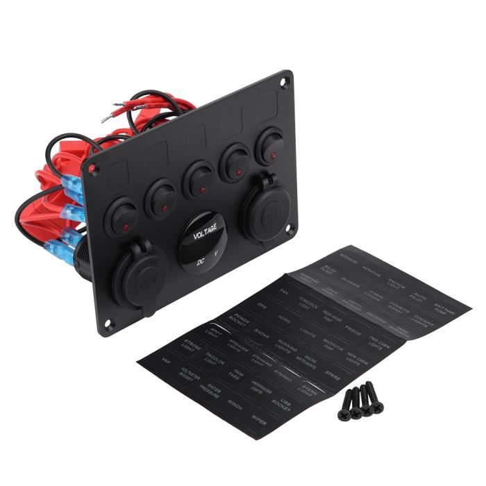 Panneau De Commutateur à Bascule 4 Gangs 12V Pour Bateau, Caravane Ou Voiture – Avec USB Et Voltmètre, étanche IP65