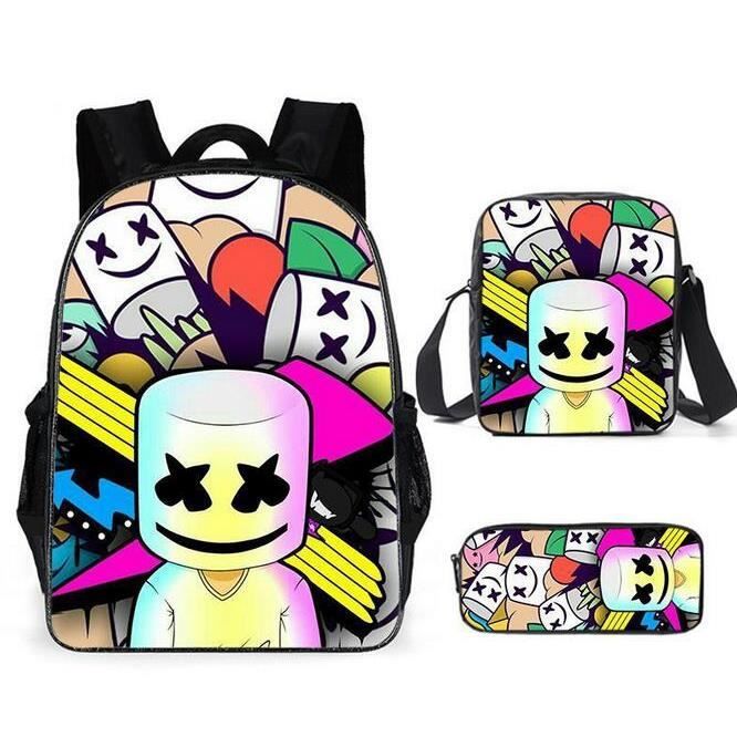 DJ marshmello Sac a Dos Scolaire Grand Sac Ecole Garcon Trousse
