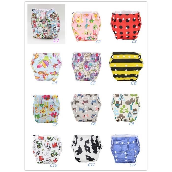 LOT 12 COUCHES LAVABLES bébé TE1 + 24 INSERT MICROFIBRE bébé fille ou