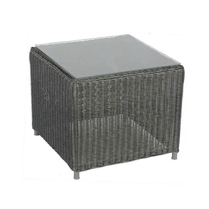 Table D Appoint En Resine Tressee Carree Grise Togu Achat
