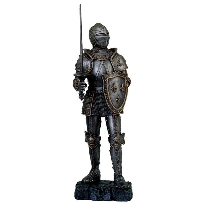 Figurine Chevalier Médiéval 1/32 Avec Cheval - Liseré Or, Années 70, Plastique Peint, Occasion