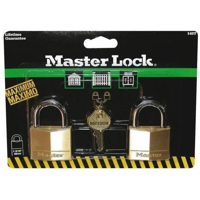 Cadenas en laiton massif Master Lock - Lot de 2 - 40mm - Jaune