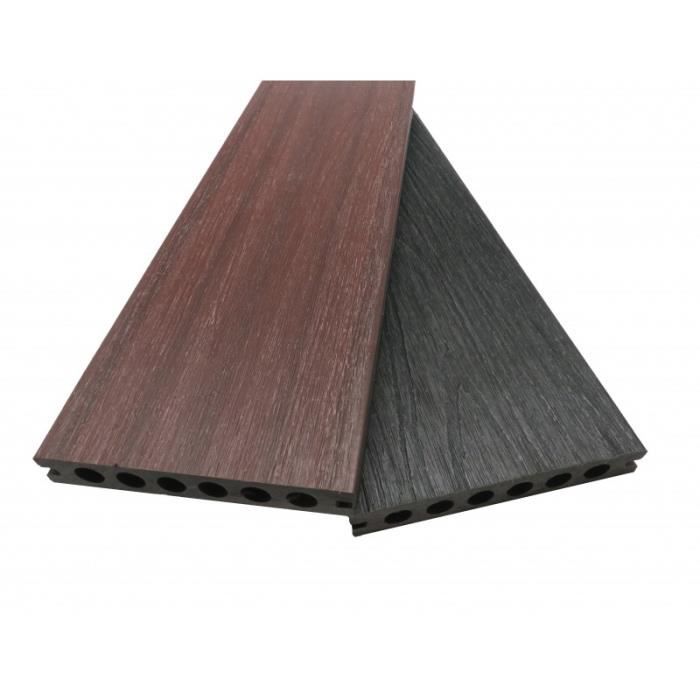 Lame De Terrasse En Composite Alveolaire Coextrude Biface Supra L 360 Cm L 14 5 Cm E 23 Mm Charbon Acajou Achat Vente Revetement En Planche Lame De Terrasse En Composite Cdiscount