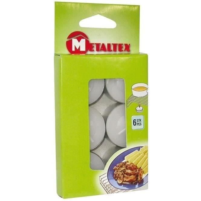 Bougie chauffe plat x6 blister - METALTEX - Blanc