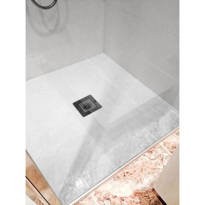 mitola receveur de douche carre a poser liwa 80 x 80 cm resine composite blanc bonde au centre cdiscount bricolage