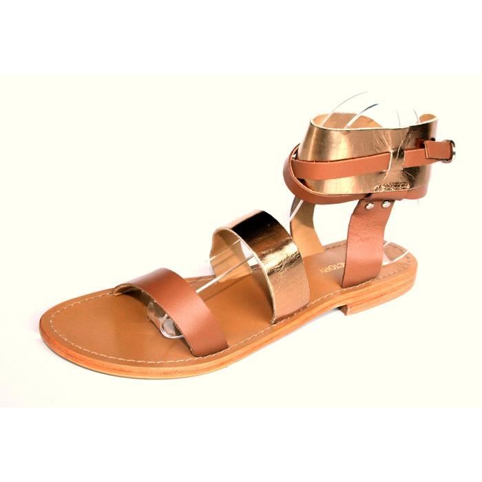 sandales plates marron