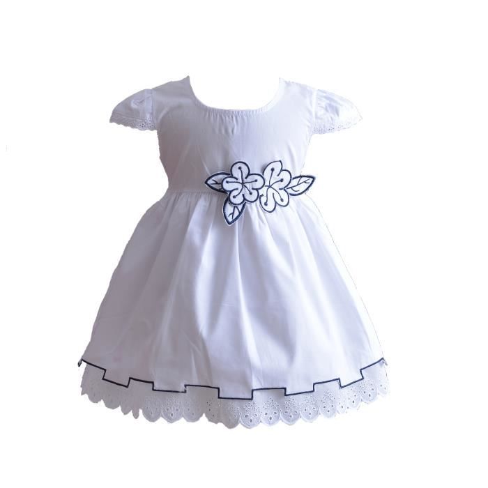 Cinda Robe De Coton D Ete De Bebe Filles 6 9 Mois Blanc Blanc Achat Vente Robe Cdiscount