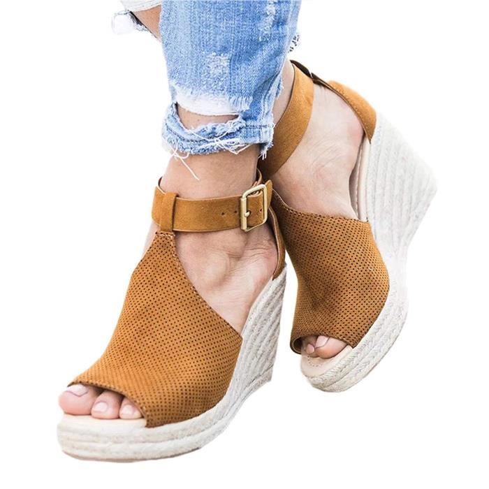 Chaussure compensée sales marron femme