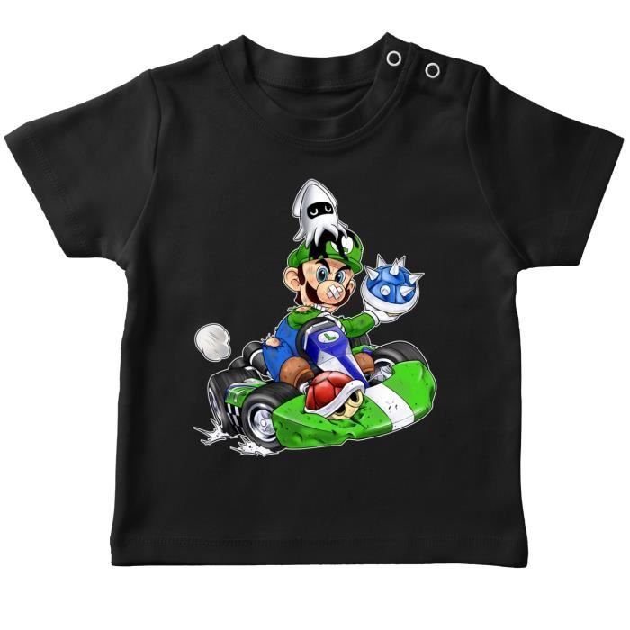 T Shirt Bebe Noir Mario Kart Parodique Luigi Kart Fighter Player 2 Parodie Mario Kart Noir Cdiscount Pret A Porter
