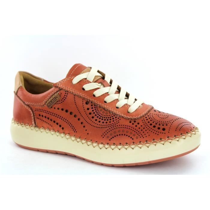 Pikolinos Sneakers Femme - PIKOLINOS - W6B.6996 - Cuir perforé - Lacets - Rouge