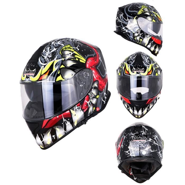 Casque Moto Intégral Pour Homme Et Femme Double Visière Casque Homologué 3C  Pour Racing Avec Motif noir exploiteur - Cdiscount Auto