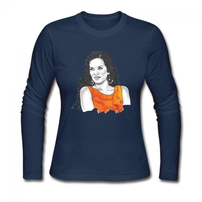 Anoushka Shankar Land Of Gold T Shirt A Manches Longues En Coton Pour Femme Bleu Cdiscount Pret A Porter