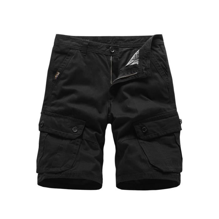 WSLCN Bermuda Homme Été Multi-Poches En Coton Respirant – Short Cargo Décontracté Lâche Sans Ceinture – Idéal Randonnée Et Quotidien