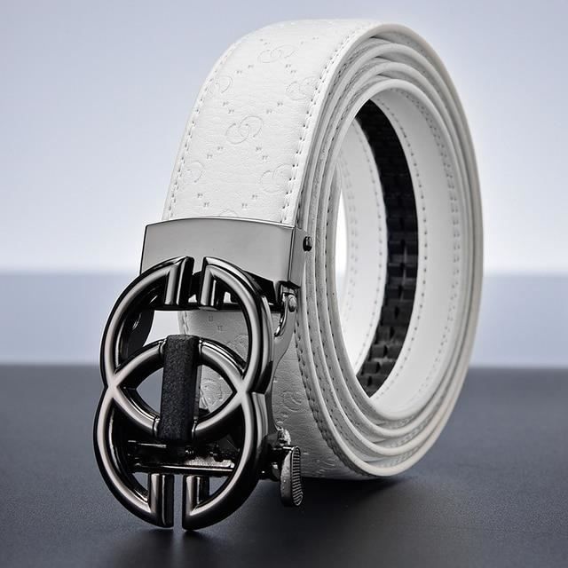 NIUXICH Ceinture Cuir Réglable Boucle Automatique 3 Cm – Unisexe Classique Durable Homme Femme