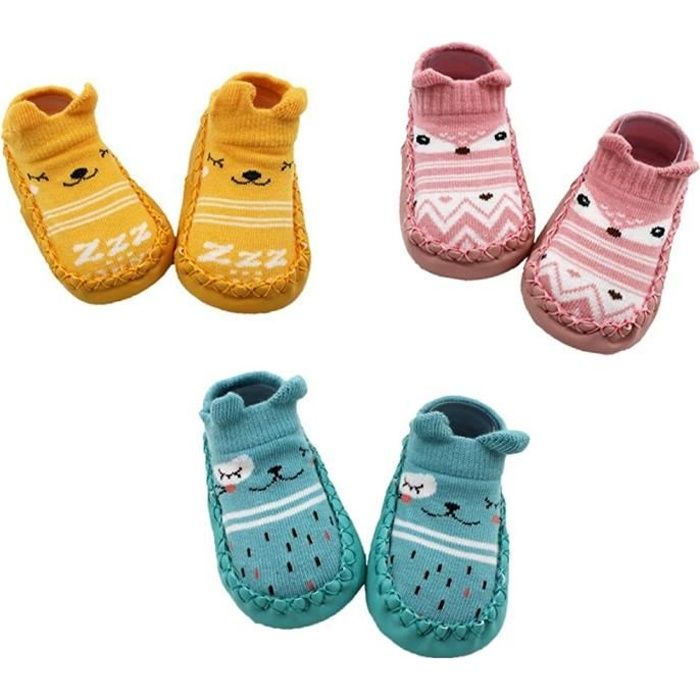 JinBei Chaussettes Antidérapantes Bébé Souple Pantoufles Enfant de Marche à  Semelle Caoutchouc Chausson Chaussette Respirant pour Chaussures Chaussettes  Premier pas Fille Garçon de 6 à 12 Mois Beige : : Mode