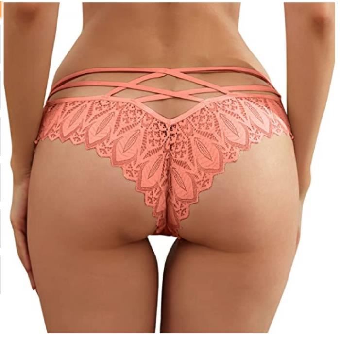Culotte Hipster Echancree En Dentelle Femme Lot de 2 Orange Pink Pink Cdiscount Pret a Porter