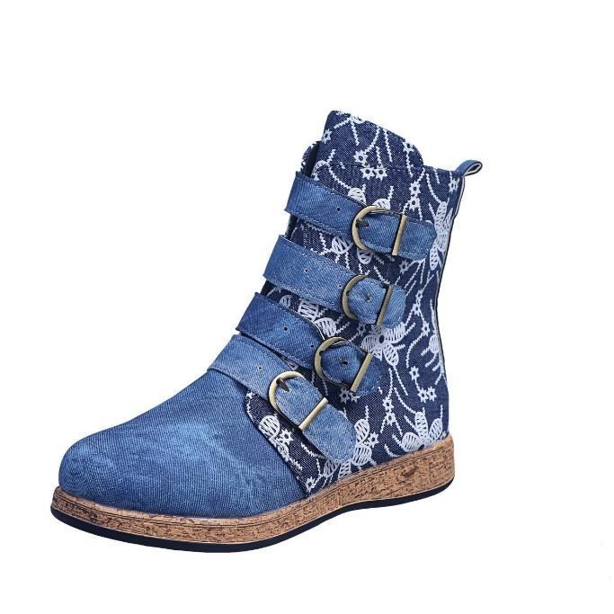 bottine a talon bleu marine