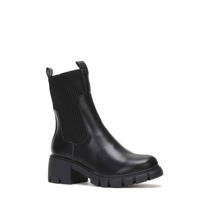 bottine noir a talon cranté