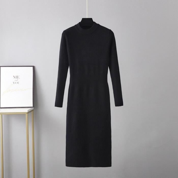 Robe En Tricot Pour Femme - Manches Longues - Col En V - Coupe A - Boutons Décoratifs - Pour Automne/hiver - Taille S à 3XL - 1