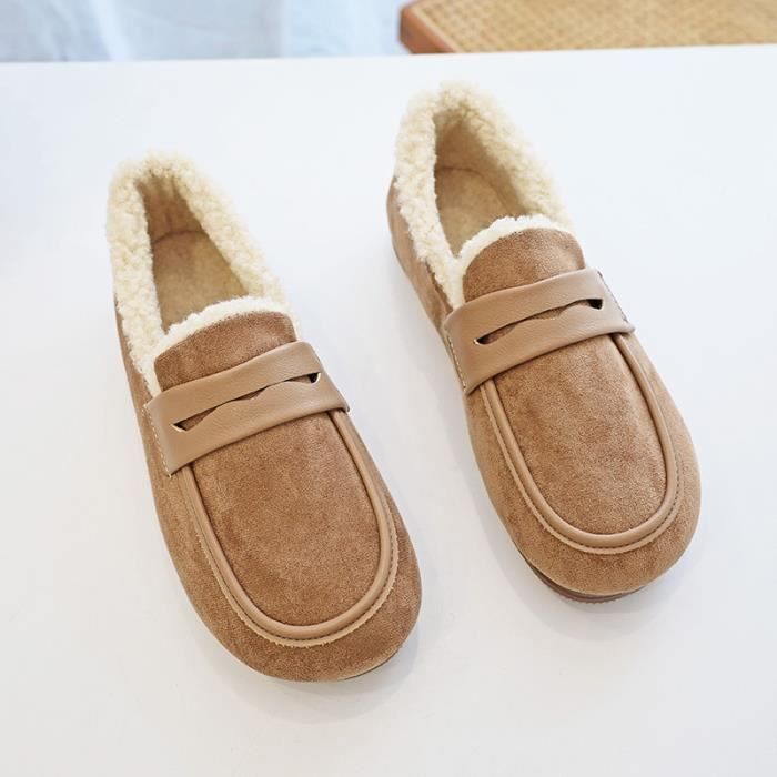 Mocassins D'hiver Femme Doublés Polaire - Semelles Souples, Légers Et Chauds, Tailles 35 à 40