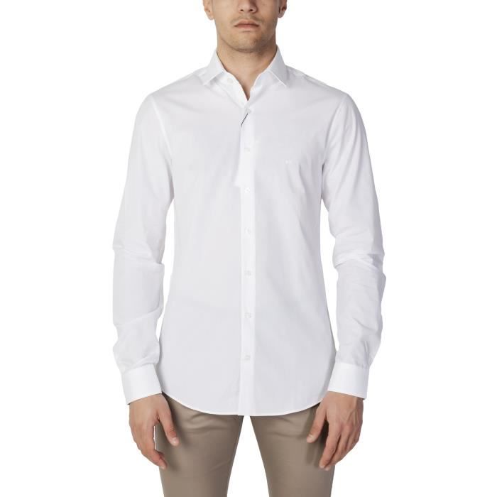 CALVIN KLEIN Chemise Homme Blanc Coton GR78714 Blanc Cdiscount Pret a Porter